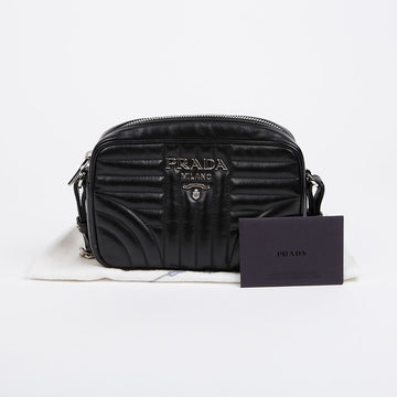Prada Diagram Leather Chain Crossbody Bag Black Silver 156512517