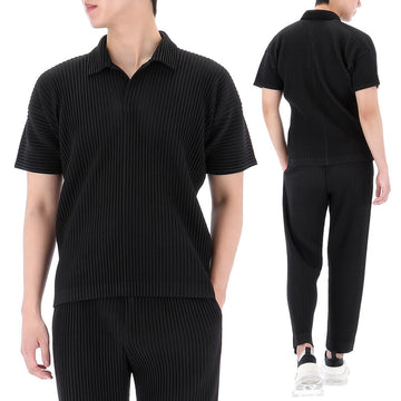 ISSEY MIYAKE Pleats Polo Short Sleeve T-Shirt HP67 JM530 15 156959568