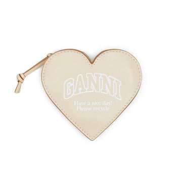 Ganni Funny Heart Coin Purse Cream A5469-482 67187051