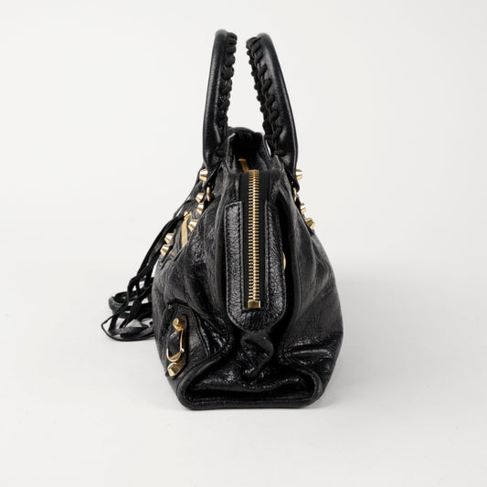 BALENCIAGA Klassische Motor Stadt Kleine Tote Schultertasche Schwarz 156923715