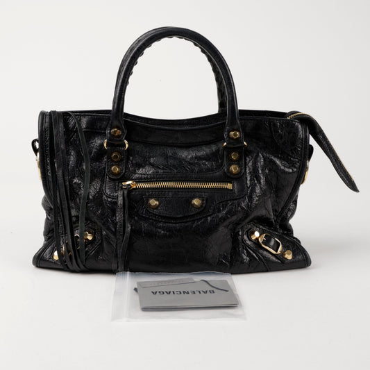 BALENCIAGA Klassische Motor Stadt Kleine Tote Schultertasche Schwarz 156923715