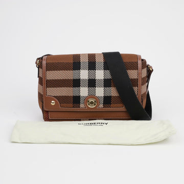 Burberry Exaggerated Check Leather Note Crossbody Bag Brown 156489200