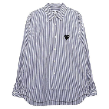 COMME DES GARCONS Schwarz Herz Aufnäher gestreifte Hemd AX-B018-051-1 156973010