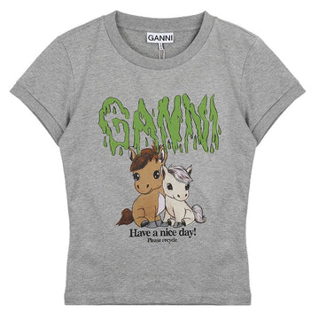 Ganni Basic Cotton Jersey Baby Fit T-Shirt 156973092