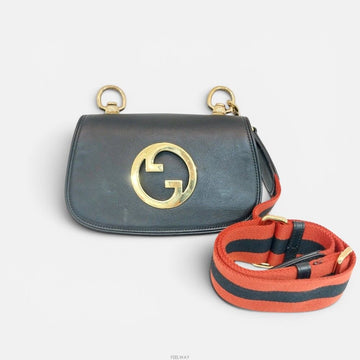 GUCCI 698643 ミニ ブラック レザー ラウンド インターロッキング G クロスバック 156976788