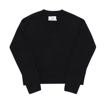 AMI Knit Tone-on-Tone Heart Logo Cropped Cardigan 73524439