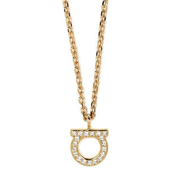 SALVATORE FERRAGAMO 26SS Gold Gancini Kristall S Halskette 760131 696654 123901033