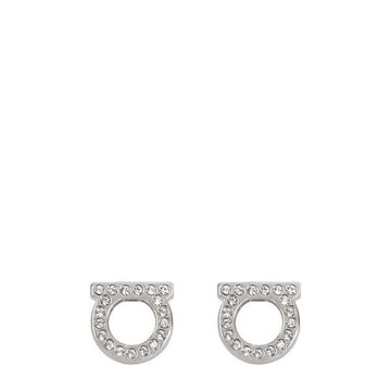 SALVATORE FERRAGAMO 26SS Silber Gancini Kristall S Ohrringe 760123 696577 123903782