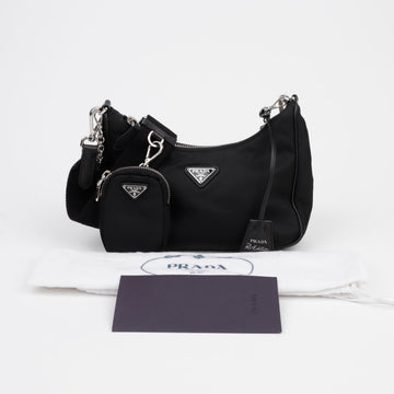 PRADA リナイロン マルチ ホーボー ショルダーバッグ ブラック 156513076