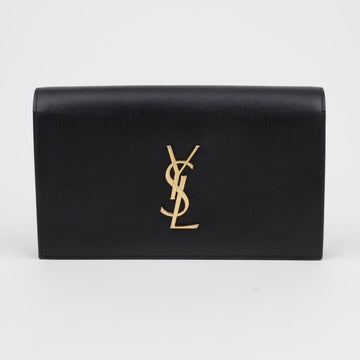 SAINT LAURENT グラン・ド・プードル・レザー・フラップ・クラッチ・ブラック 156721549