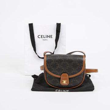 Celine Mini Trionphe Canvas Calfskin Shoulder Bag 156910667