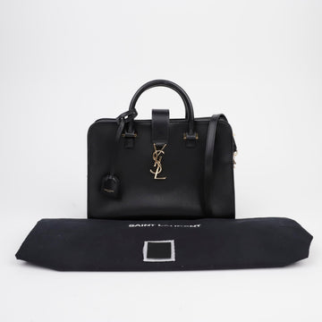 SAINT LAURENT Kabas kleine Leder Tote Schultertasche schwarz mit goldenen Akzenten 156721934