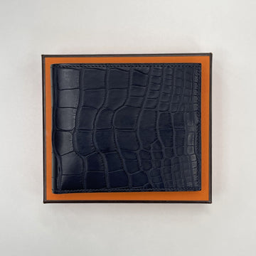 HERMES クロコダイルワニ二つ折り財布 ネイビー 156979405
