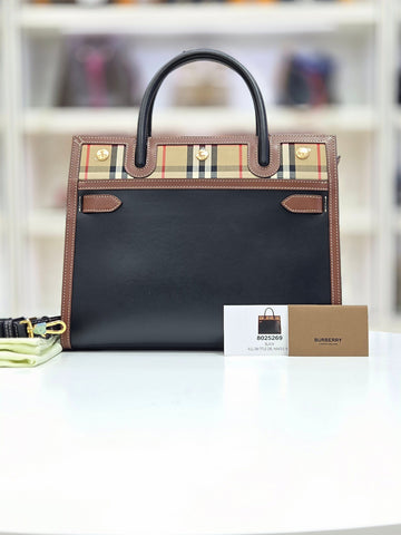 Burberry Check Title Tote Shoulder Bag 156980324