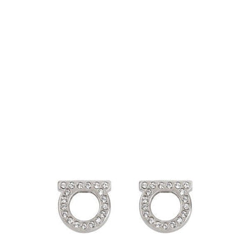 SALVATORE FERRAGAMO 26SS Silber Gancini Kristall S Ohrringe 760123 696577 123903782 [P]