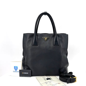 Prada Vittelo Daino Tote Bag Shoulder Bag Black 156980536
