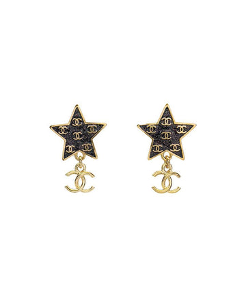 CHANEL 24C Star Drop Ohrringe Schwarz/Gold 5ET0608 131324122