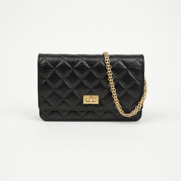 CHANEL 2.55 Vintage WOC Calfskin Chain Shoulder Bag Black 156489359