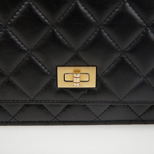 CHANEL 2.55 Vintage WOC Calfskin Chain Shoulder Bag Black 156489359 [P]