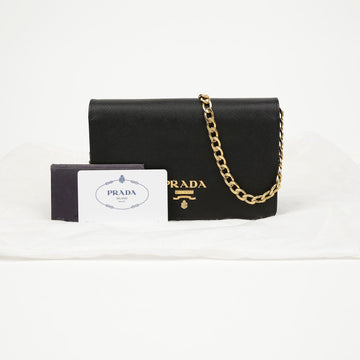 PRADA サフィアーノ チェーン クロスバッグ ブラック 156509531