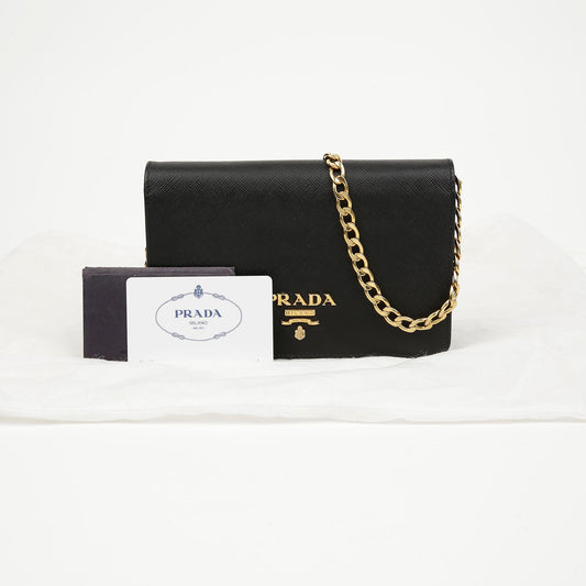 Prada Saffiano Chain Crossbody Bag Black 156509531