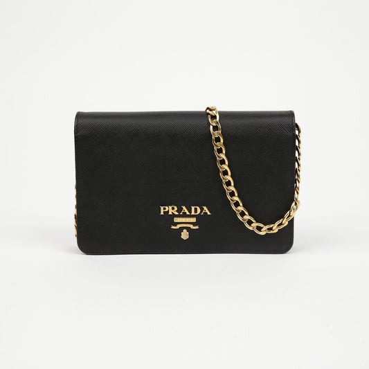 Prada Saffiano Chain Crossbody Bag Black 156509531
