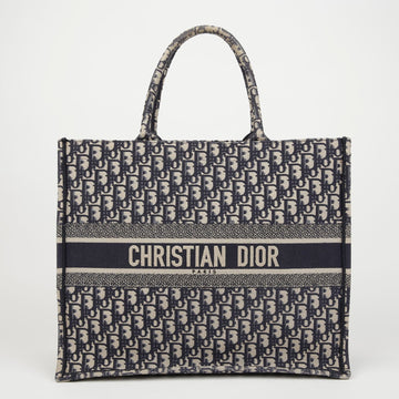 DIOR ネイビーブルーオブリークブックトートバッグラージ 156691078