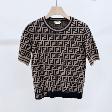 Fendi Women's Short Sleeve Knit with FF Logo Size 42 156982923