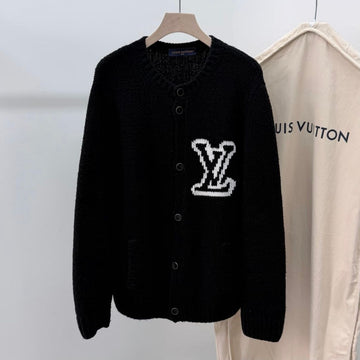 Louis Vuitton Chunky Intarsia Knit Cardigan Black [S+ Grade/XL] 156982941
