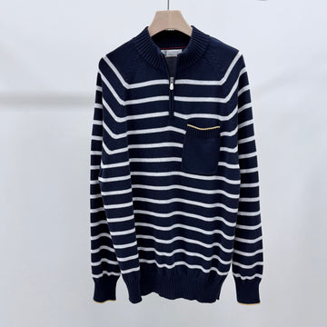 Brunello Cucinelli Stripe Half-Zip Knit Sweater 156982988