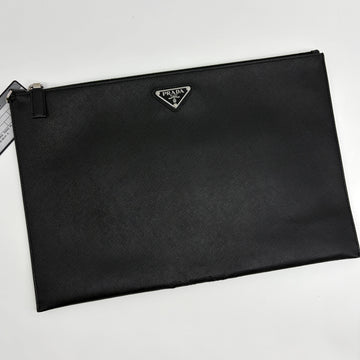 PRADA Saffiano Dreieckslogo Clutch Tasche Schwarz 156984445