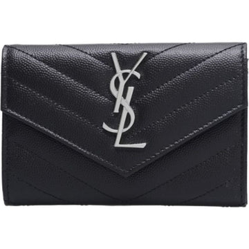 SAINT LAURENT Monogrammed Damen Umschlaggeldbörse mit Silberbeschläge 414404 BOW02 1000 150740867
