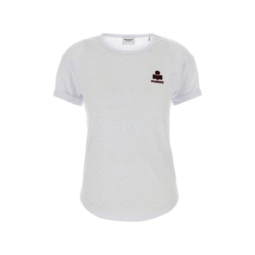Isabel Marant Linen T-Shirt White Burgundy 153211099