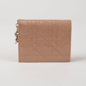 Dior Lady Mini Patent Cannage Wallet Rose de Vent 156724914