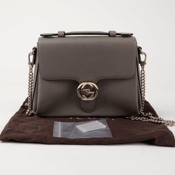 Gucci Interlocking Leather Top Handle Chain Shoulder Bag Grey 156731328