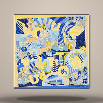 Louis Vuitton Wonderland Square Scarf 90 Blue M98313 157010087