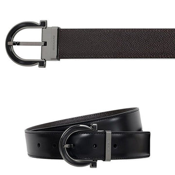 Salvatore Ferragamo Reversible Belt Black Dark Brown Ganthini 67 0196 0770683 157016190