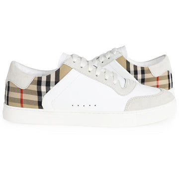 BURBERRY Männer Karo Leder Wildleder Sneakers (Weiß/Beige) 8069089 A0902 153081138