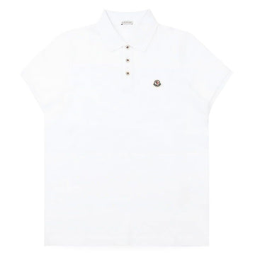 MONCLER Logo-Patch Baumwoll-Polo-Shirt Kurzarm (Weiß) 8A00026 84556 001 155624003