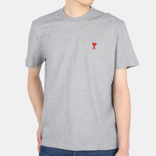 AMI ハートロゴクラシックフィット半袖 Tシャツ(グレー) E22UTS001 724 055 54745864