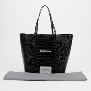 BALENCIAGA エブリデイ スモール クロコレザー ショッパーバッグ ブラック 156509412