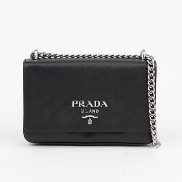 PRADA Schwarze Saffiano Leder Ketten Mini Schultertasche 156797861
