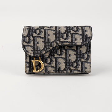 Dior Oblique Saddle Flap Card Wallet Blue 156513078