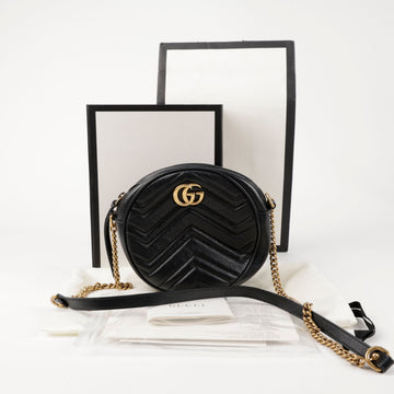 GUCCI GG マモント ミニ ラウンド クロスボディバッグ ブラック 156720293