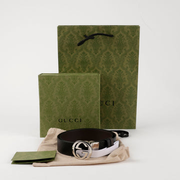GUCCI Leder Gurt mit Interlock Schwarz 156724728