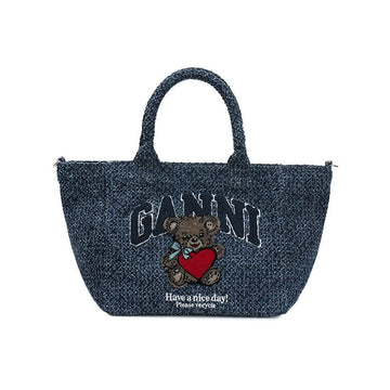 GANNI 小型トラペーズショッパーバッグベアプリントデニムB2110036-077 157030378