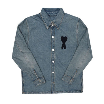AMI Tonal Crocheted Heart Logo Shirt 140222432