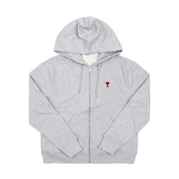 AMI Hooded Zip-Up with Small Heart Logo 132832752