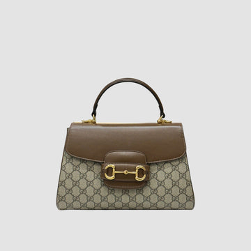 Gucci Horsebit 1955 Medium Handle Bag Beige Ebony Brown 702049 157030958