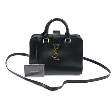 Saint Laurent Black Calfskin Gold Monogram Cabas Baby 2WAY 472466 157031030